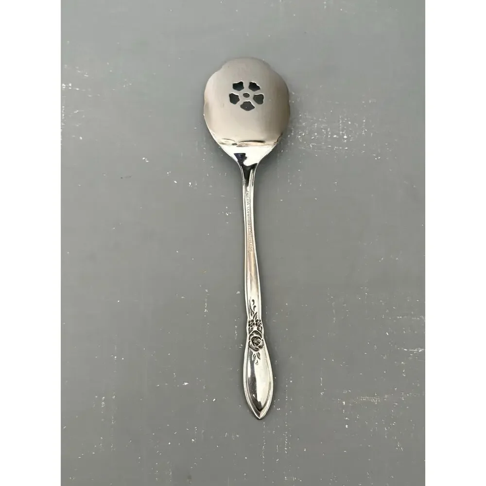 Oneida Community Spring Rose Pierced Sugar Spoon Stainless Betty Crocker